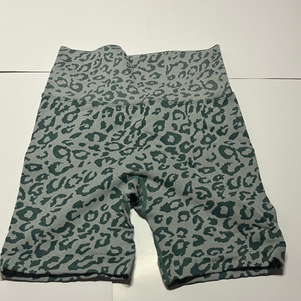 Amazon Women's Athletic Shorts - Green Leopard Print